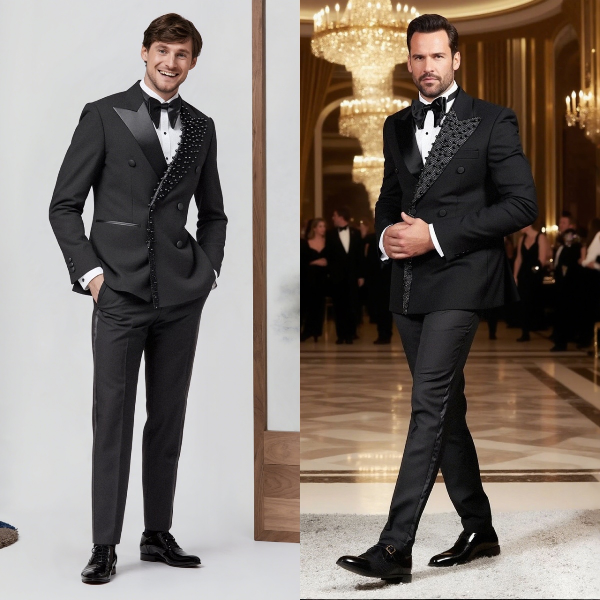 Gentleman perled widding smokingos picled revers 2 pcs hommes adoptent beaux combinaisons de fête de fête en soirée personnalisées personnalisées