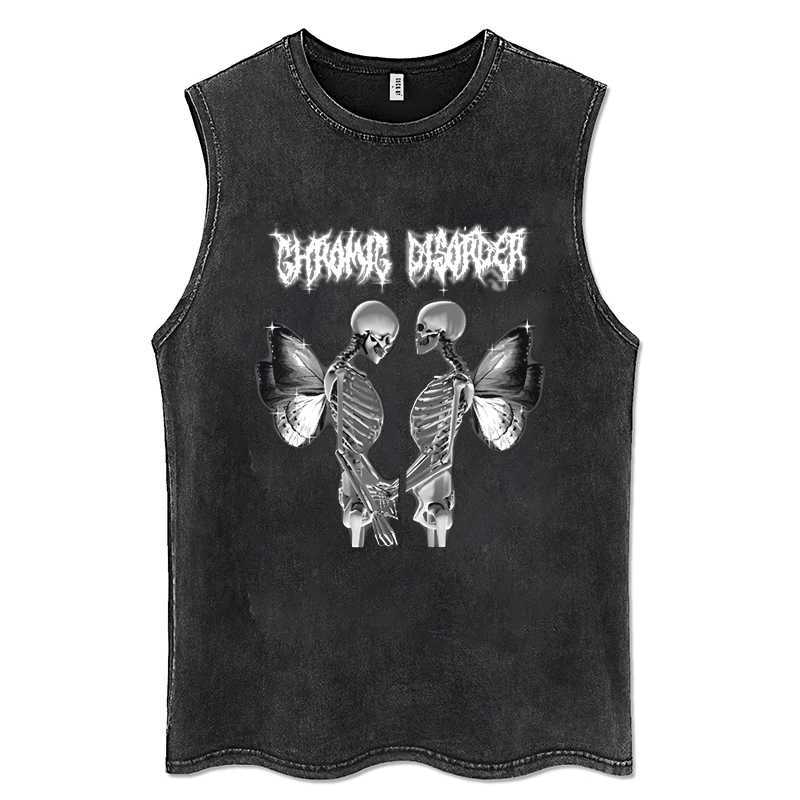 Gothic Washed American Vintage Tank Tops Man Sleeveless Shirt Summer New Trendy Y2k Clothes Casual Gym Vest Oversized Streetwear X250821