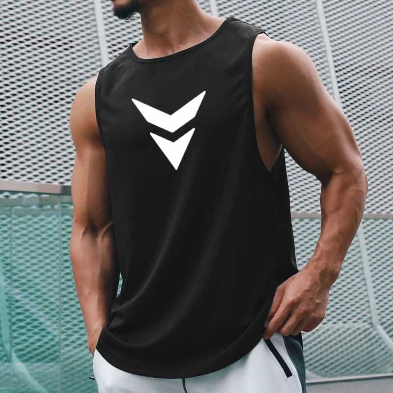 2024 Summer Fitness Running Quick-drying Printed Sleeveless Crew Neck Vest Mens Muscle Undershirt Gym Workout Vest X250821