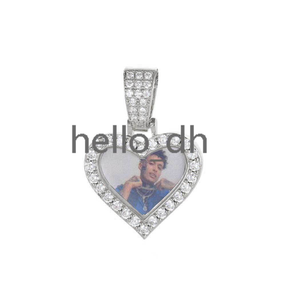 Custom Photo Pendant Fine Jewelry 925 Sterling Silver VVS Moissanite Heart Photo Pendant for Childrens Birthday Gift