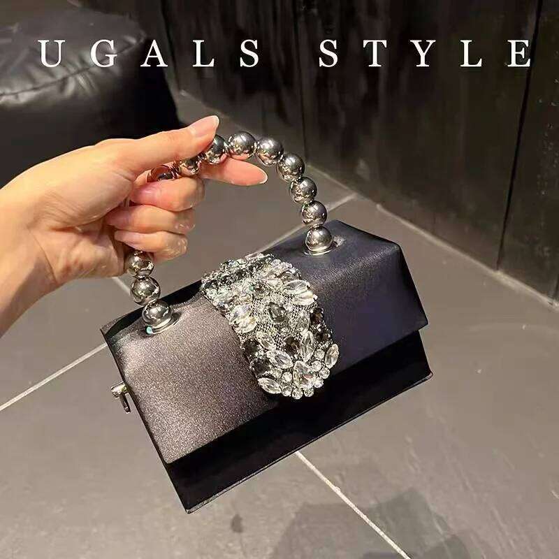 Designer Bags Designer Satin Square Box Crystal Shiny Dias Evening Women's Handbag Wedding Party Clutch Purse Crossbody Bag Luxury Bag