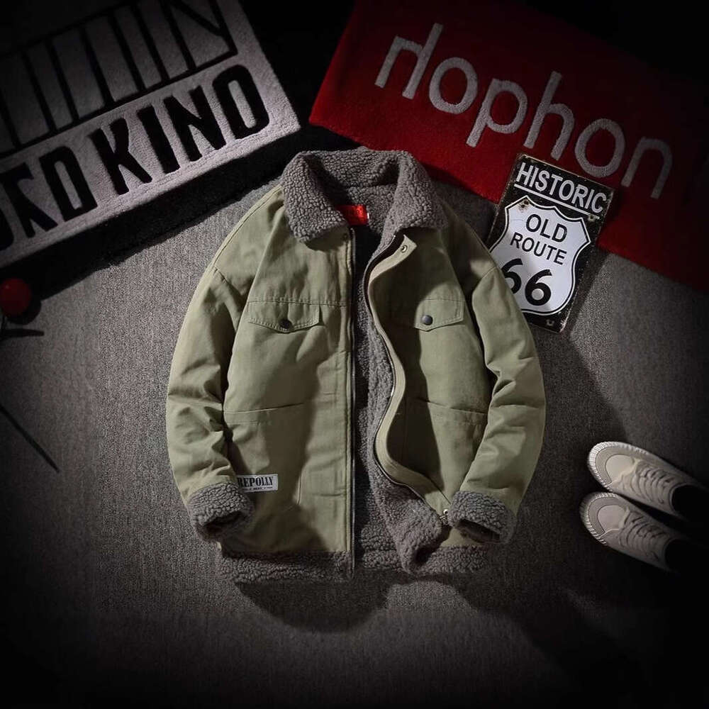 Lamb Wool Thickened Winter Plus Size Coat Trendy Brand Couple Versatile Clothing Men's Cotton Padded Jacket B5