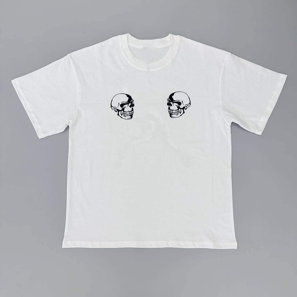Men's T-Shirts Number Nine N9 Skull Guitar Short Sleeve T-Shirt Vintage Trendy Print Black and White Couple