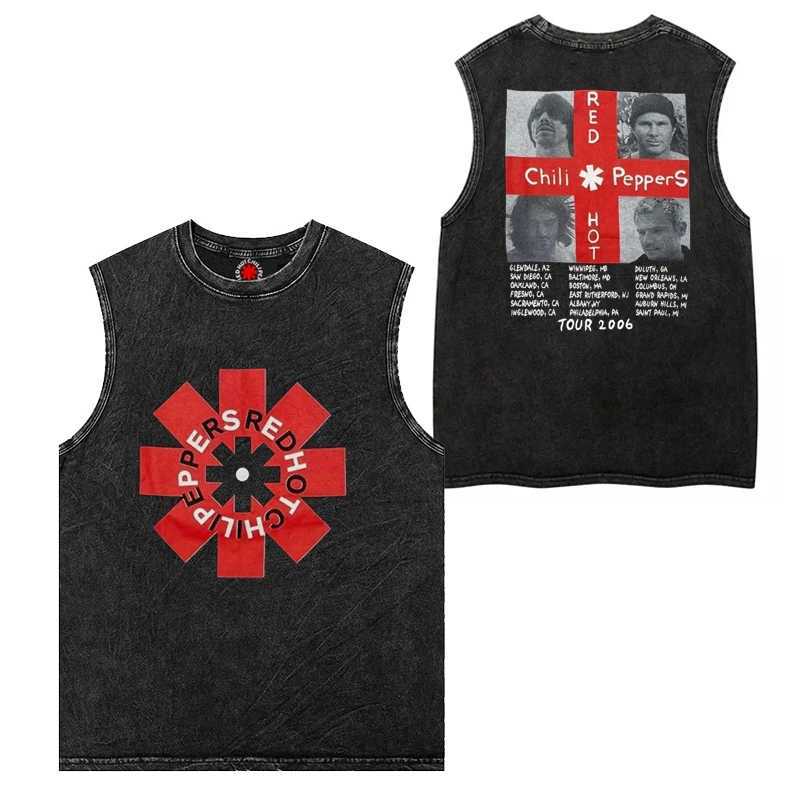 American Band Rock Retro Retro Wasée T-shirt sans manches Sortie High Street Trend Y2K Unisexe Sports Cycling x250821