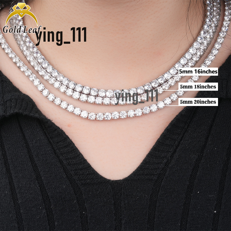 Goldleaf Moissanite Diamond D VVS Tennis Moissanite Tennis Chain S925 Tennis Moissanite Necklace for Men and Women