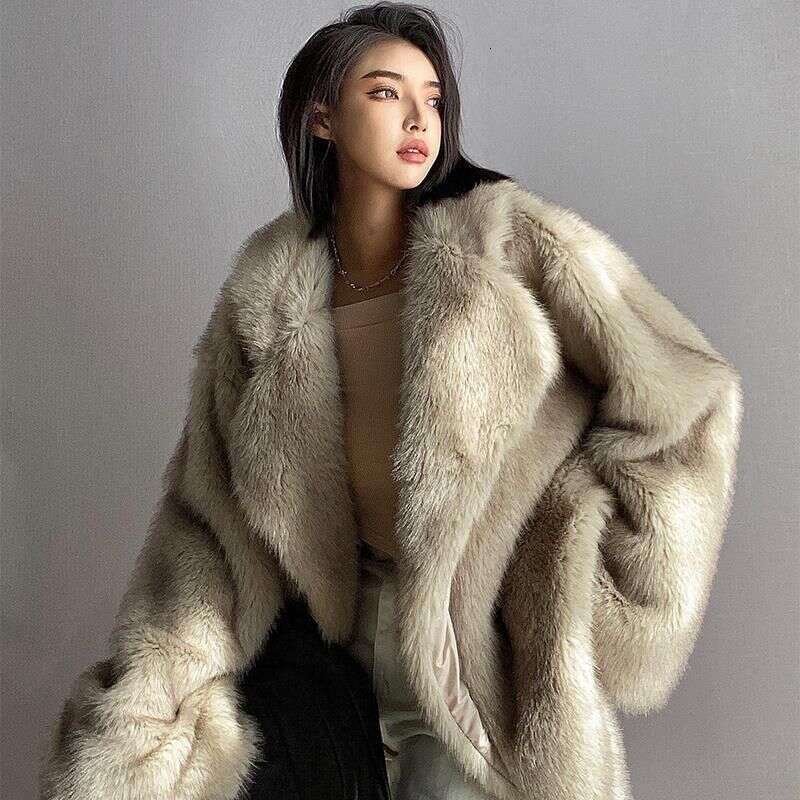 Winter Loose Casual Thick Warm Soft Hairy Faux Fur Coat Women Luxury High Quality Furry Fluffy Jacket Korean Fashion
