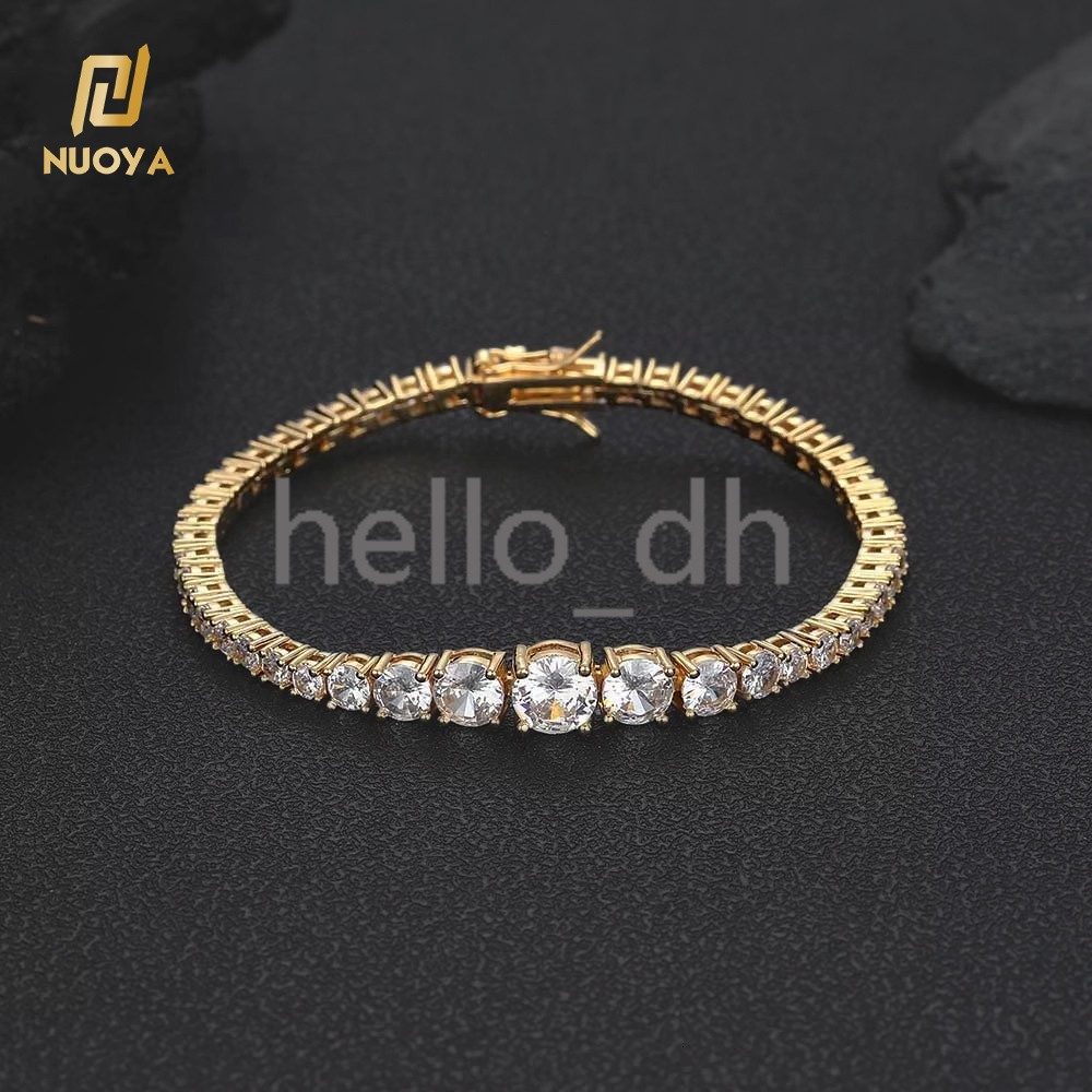 New Style Iced Out Jewelry Bling Diamond Tennis Chain Gold Silver Round moissanite moissaniteia Tennis Chain Bracelet for Girls Gift