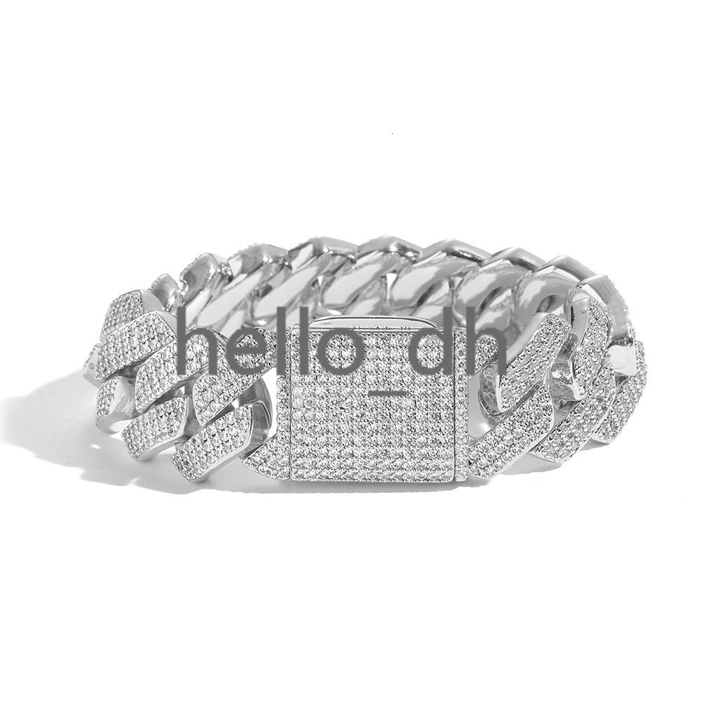 High Quality 20mm Gold Plated Iced Out Chains Hip Hop Jewelry Men Bling moissanite moissaniteia Prong Cuban Link Bracelet for Women