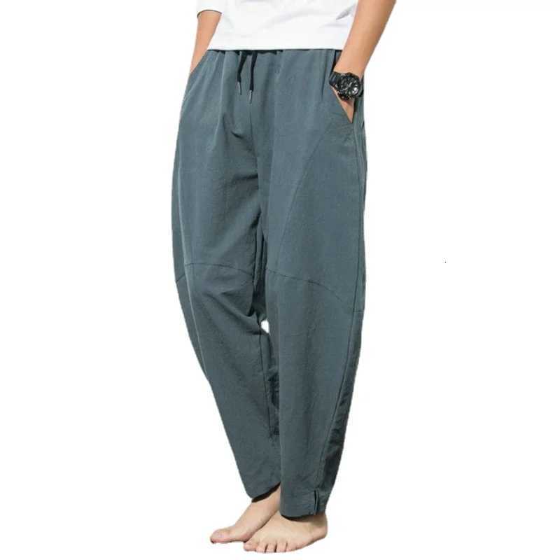 Harem Pants New Mens Cotton Linen Loose Pants Male Casual Solid Color Pants Trousers Chinese Style Plus Size Sweatpants XJ250821