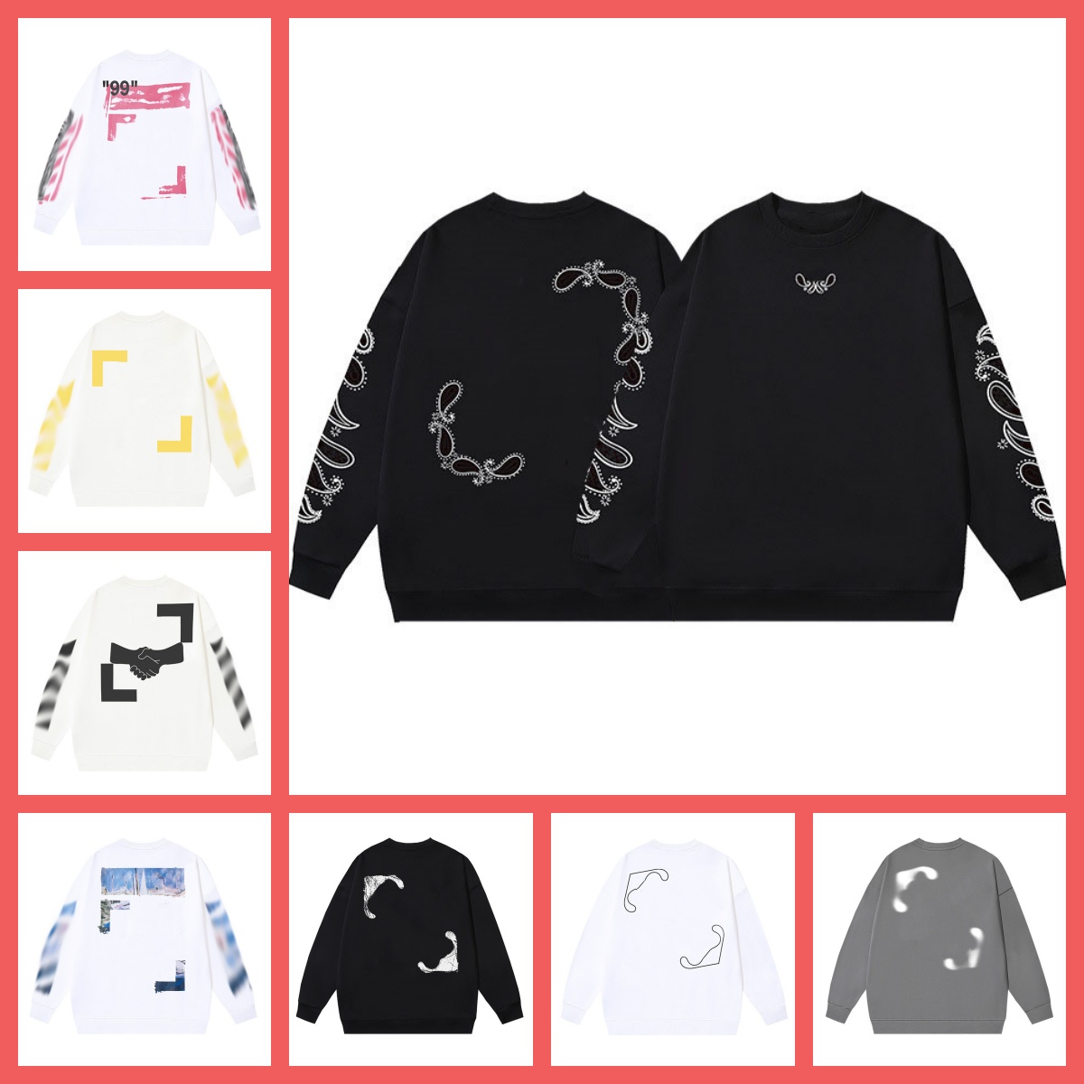 Men's O-F-F hoodie Designer style hoodie Universal for men and women hoodie High-quality brand pullover hoodie Loose fit hoodie street graffiti