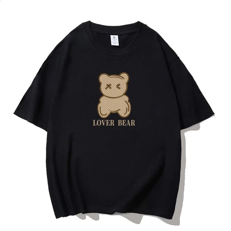 Men's Designer T-shirts Cartoon Bear Printed Short Sleeve T-shirt High Street Fashion Comfortable Couple Round Neck Top 250821