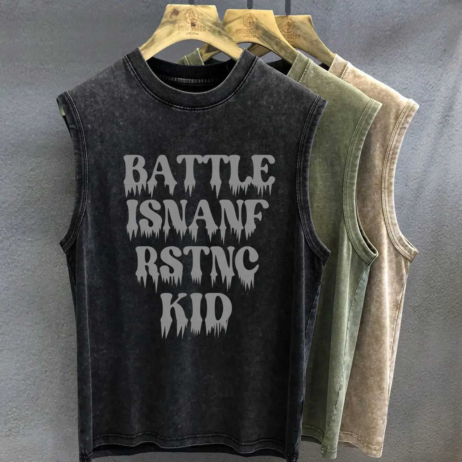 Street Cycling Vest Made Old American High Street Hip Hop Sleeveless T-shirt Undershirt Loose Vest Top Crew Neck Boys Fitness X250821