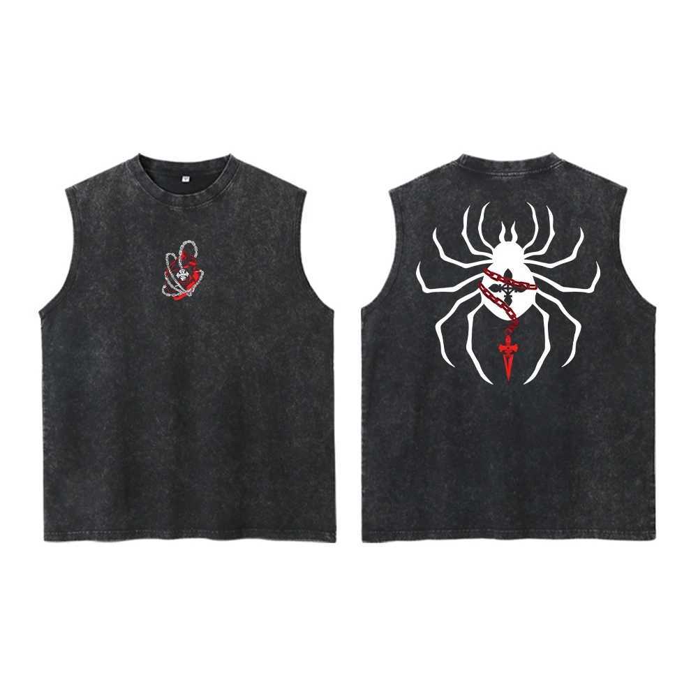 Men Summer Sleeveless Tank Top Japanese Anime Graphic Print Black Vintage Vest Harajuku Hip Hop Cotton Sports Vest Unisex X250821