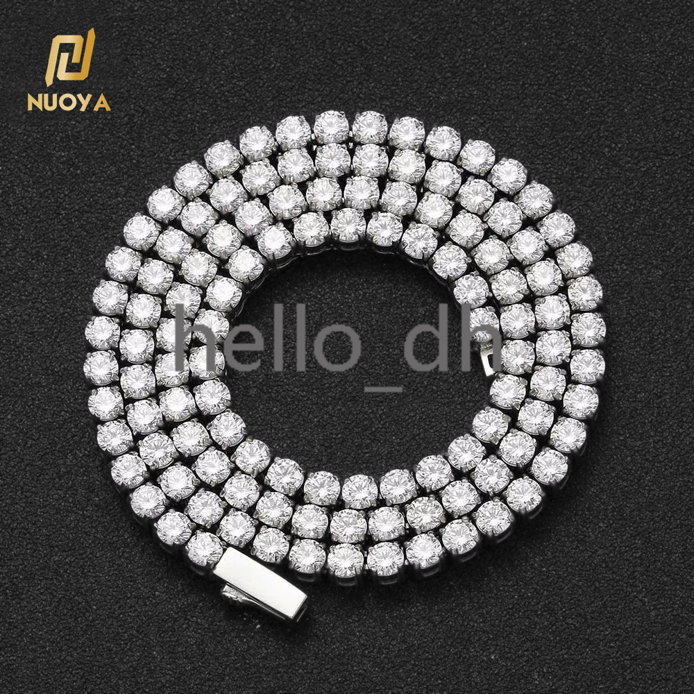 Hip Hop Jewelry 4mm Iced Out moissanite Chain 18k Gold Plated Custom 925 silver 925 silver Tennis Necklace
