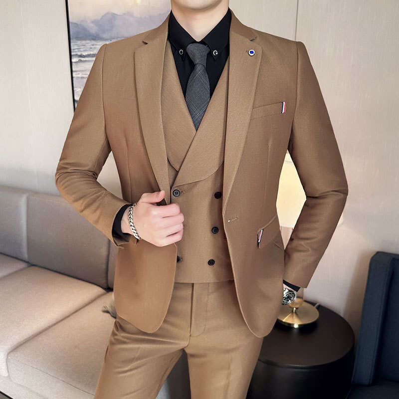 New British Style Men's Slim Fit Small Business Formal Wear Groom Wedding Casual Suit B5