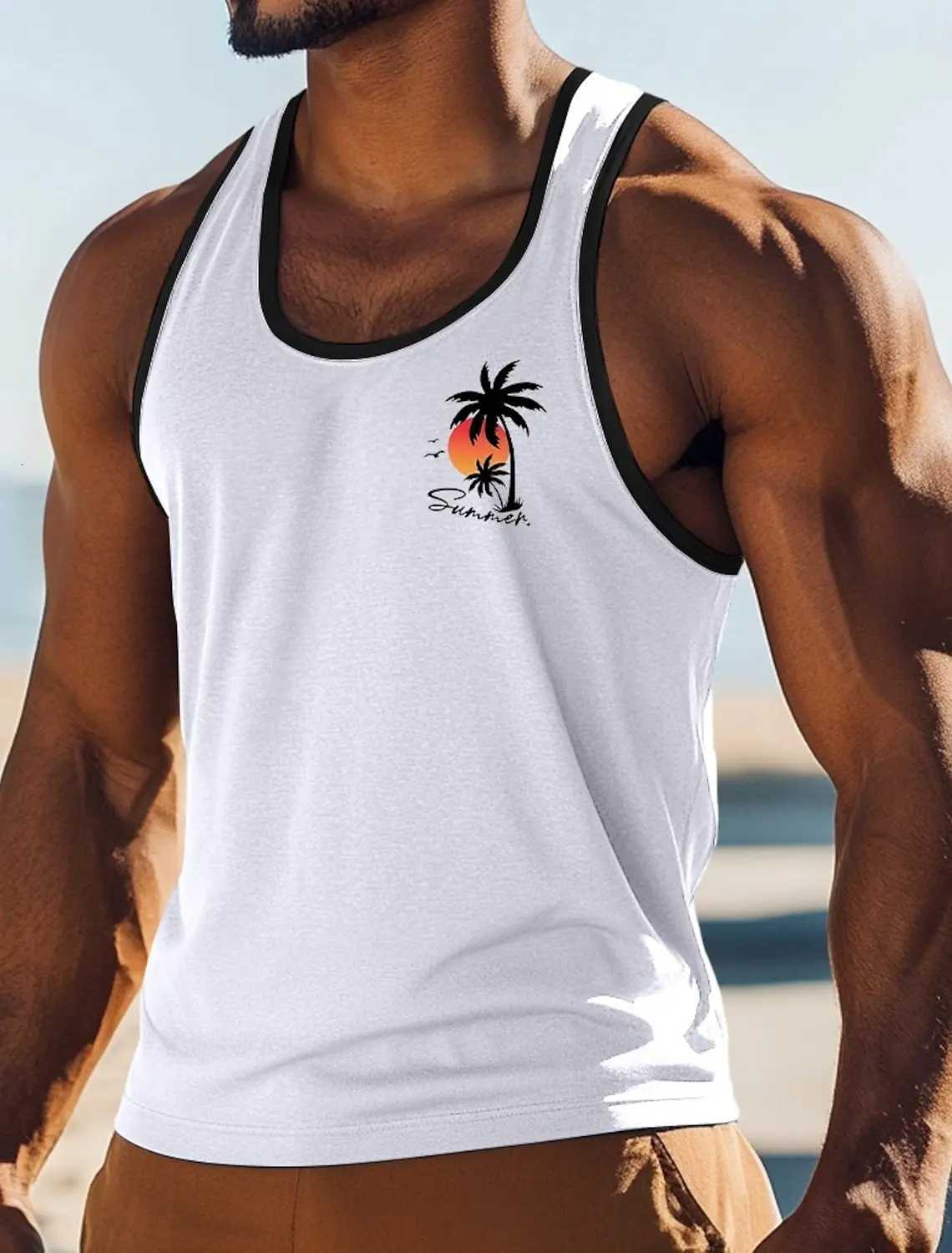 Latest casual 3D printed mens sleeveless T-shirt Hawaiian style mens fashionable round neck vest outdoor beach mens vest 2025 X250821