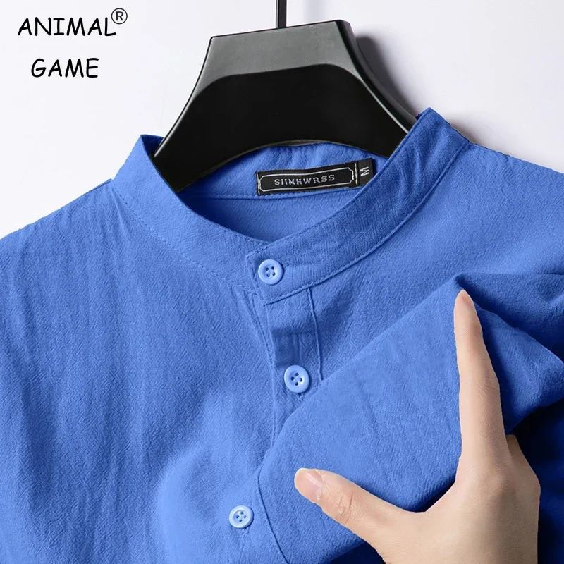 Linen Cotton Shirts for Men Lightweight Long Sleeve Henley Streetwear Beach Breathable Shirt Hawaiian Large T 250808