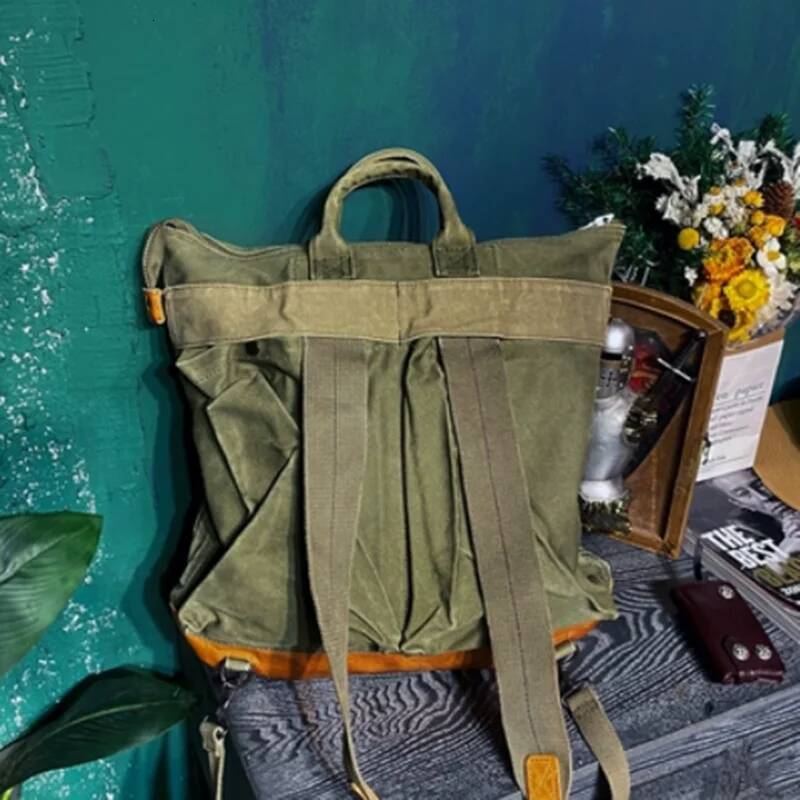 Travel Commuter Oil Wax Canvas Pilot Handbag Backpack Men Women Outdoor Trekking Hiking Climbing Camping Riding Rackpack high-quality