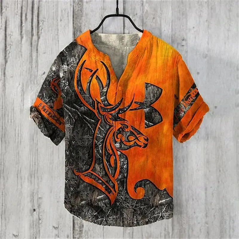 2025 Vneck Summer Mens Fashion Casual Linen Short Sleeve Tshirt 3D Printed Art Shirt S5XL Fast 250808