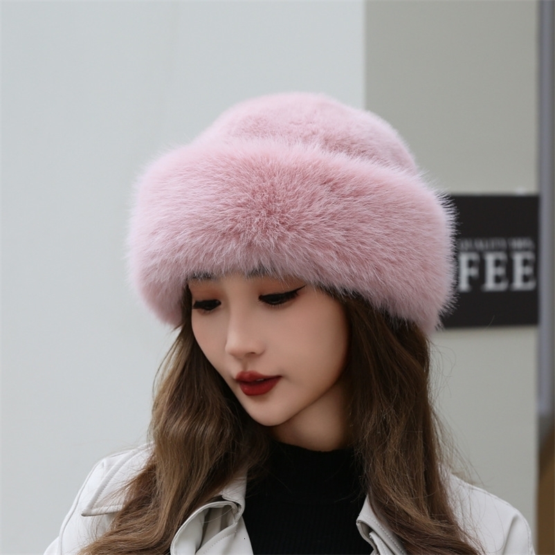 Fashion Winter Thick Furry Hairband Fluffy Russian Faux Fur Women Girl Fur Hat Winter Outdoor Earwarmer Ski Hats Beanies Cap250821