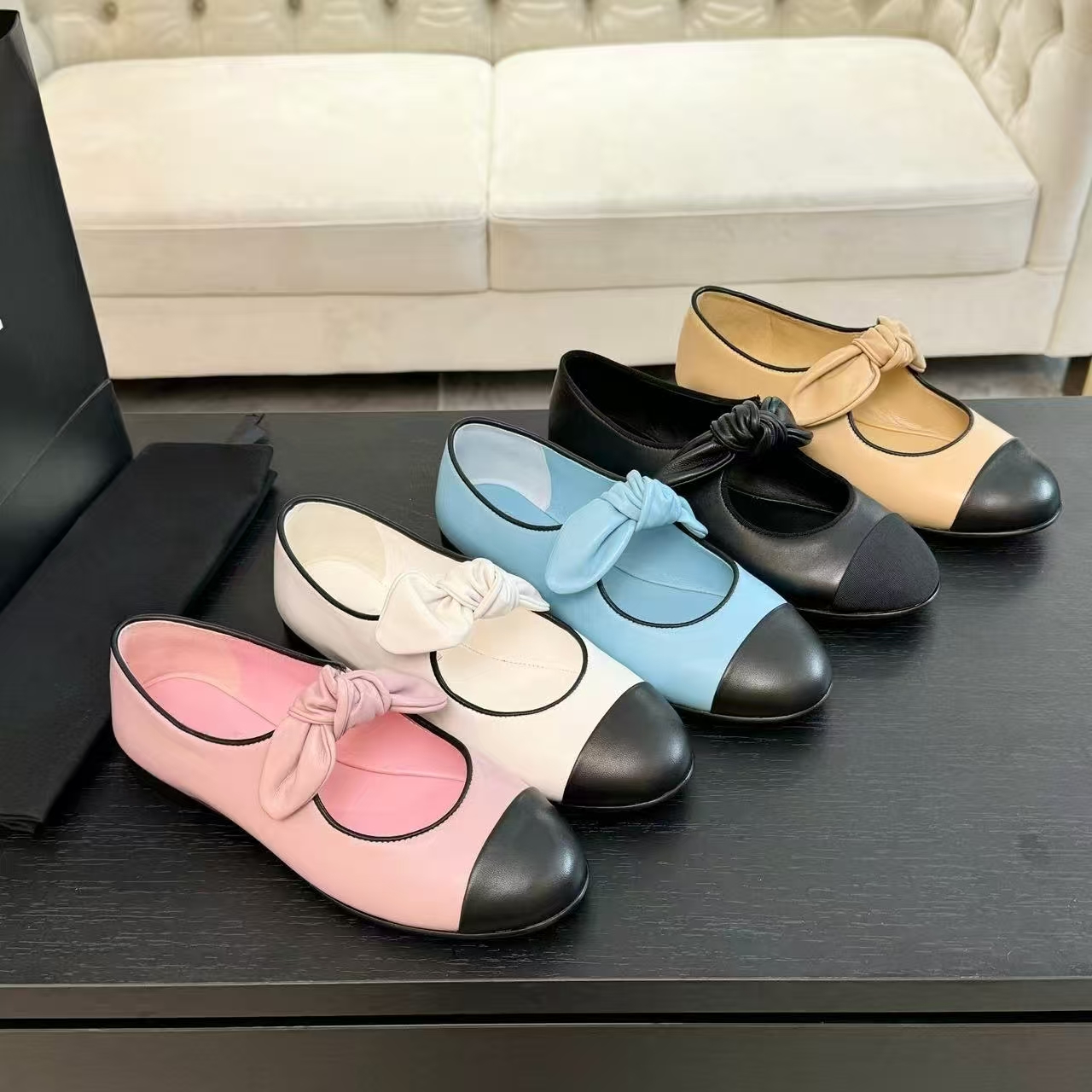 Femmes de mouton Mary Jane Talons plats dames chaussures de ballet boucle boucle boucles mots de robe rose classique rose bleu kaki blanc extérie