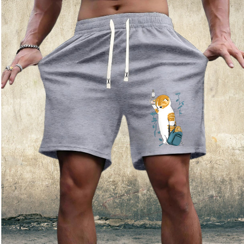 1346 Summer Wholesale Customizable Large Size Men's Casual Elastic Knitted Shorts Mid-Waist Breathable Boxer Pants Hot Drawstring Printed