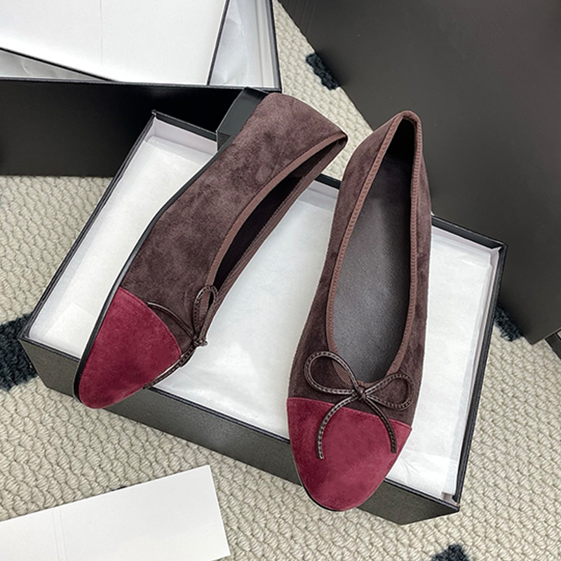 Popular Suede Ballet Flats Slingback Thick High Heels Designer Women Pumps Bow Sandals Luxury Loafer Ballerina Shoe Velvet Dress Shoes 908