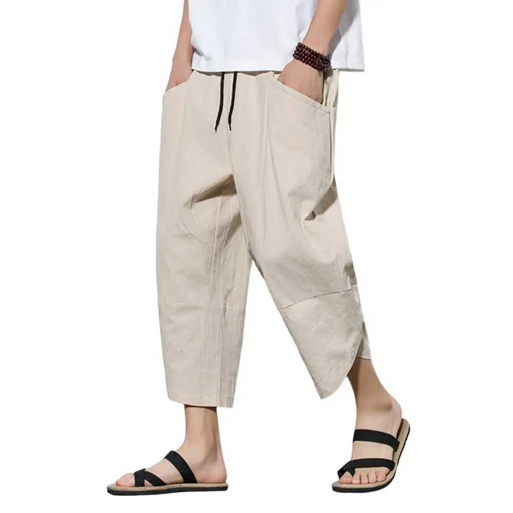 Hommes pantalons recadrés à crampon droit de la jambe droite style ethnique de style mi-tension pantalon de survêtement pour école pantalon d'été