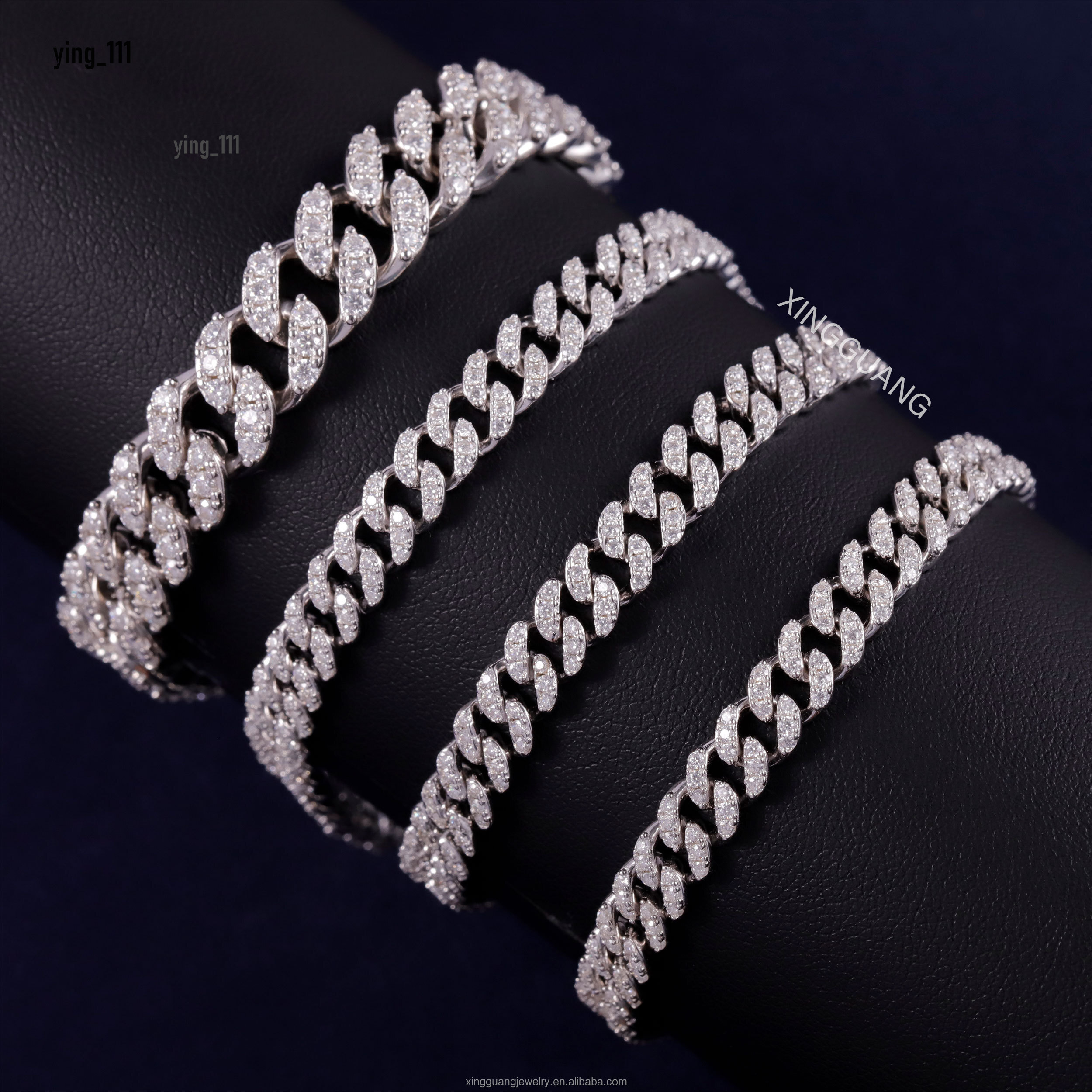 XG RTS Hot Sale Single Row Moissanite Bracelets 925 Sterling Silver Diamond Cuban Chain Bracelets Fine Jewelry Bracelets Bangle