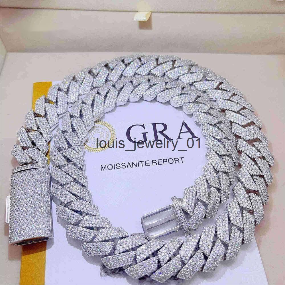 moissanite chain necklace designer jewelry cuban link chain Iced Out Pass Diamond Tester 925 Sterling Silver Necklace Vvs Moissanite chains for m
