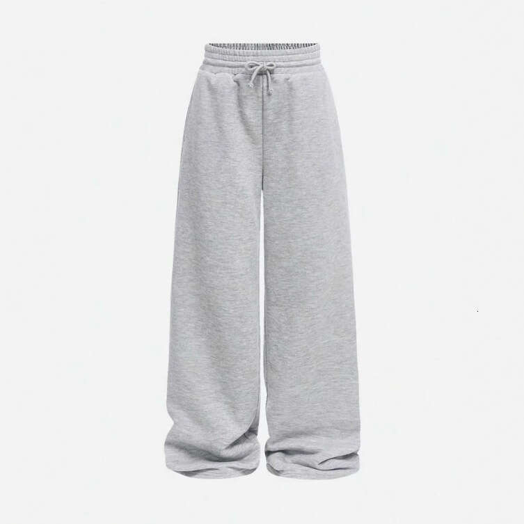 Loose Straight Casual Pants Unisex Solid Color Simple Draped High Waist Sports Sweatpants B5
