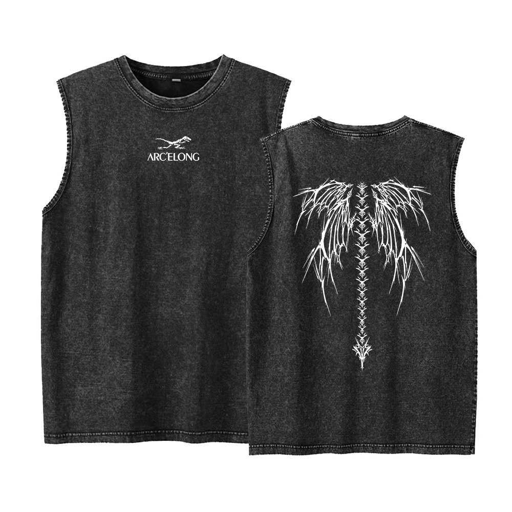 Summer New Mens Washed Cotton Vest Muscle Gym Sleeveless Sports T-shirt Running Beach Travel Loose Letter Print Plus Size Top X250821