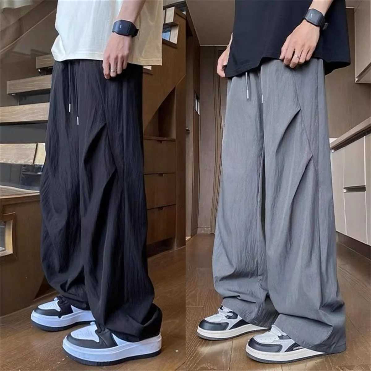 2025 Retro Mens Summer Dressing Sweat Pants New Fashion Trends Design Sensible Pants Versatile Loose Straight Trousers XJ250821