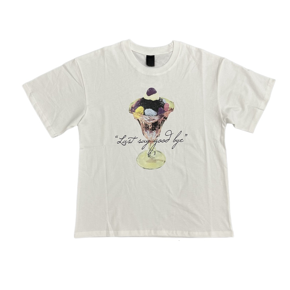 Men's T-Shirts Number Nine 09 Graduation Season Ice Cream Short Sleeve T-Shirt Miyashita Vintage NN Pure Cotton Summer Vintage