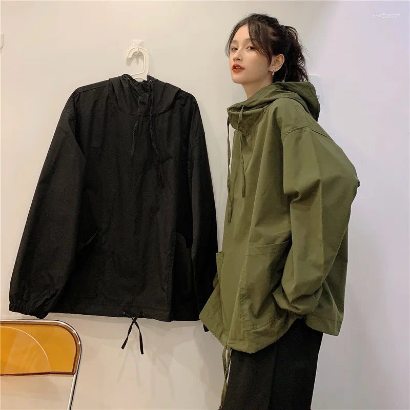 Women's Jackets Women Spring Autumn Hooded Jacket Hip Hop Street Hoodie Fashion Casual Lace-up Pullover Coat Female Hoodies Loose