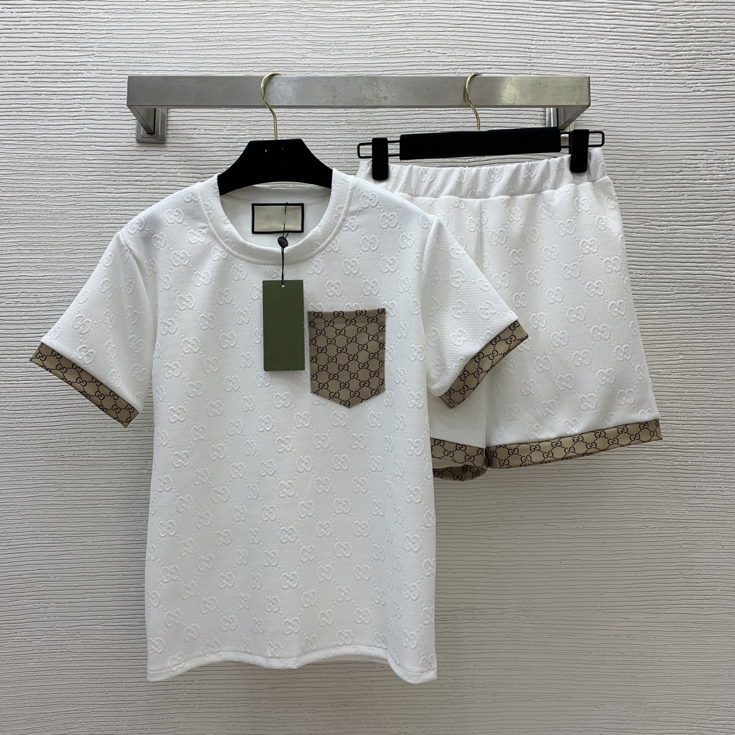 Two Piece Pants women's Designer Two Piece Pants for woman Luxury T-shirt Short Sleeve + Shorts Suit G Brand High-Quality Full-Printed Beaded S