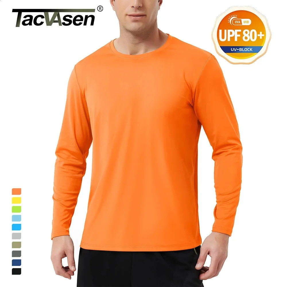 TACVASEN UPF 80 Long Sleeve Tshirts Mens UV Protection T Shirt Lightweight Quick Dry Running Fishing Sun Pullover Tee 250820