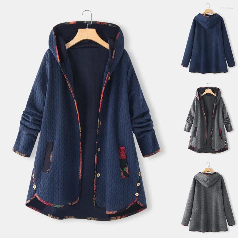Vestes pour femmes manteaux à capuche à manches pleines lâches épaisses longues à poitrine simple poitrine décontractée poches élégantes à capuch