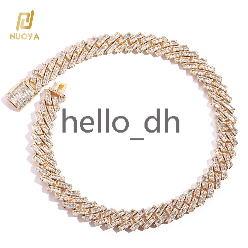 Hip Hop Jewelry Iced Out 18MM 925 Sterling Silver Prong Chain Necklace Bling Moissanite Cuban Link Chain for Men Women