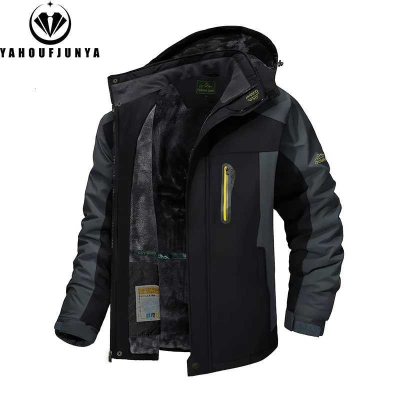 9XL New Winter Men Outerwear Fleece Warm Removable Hooded Jacket Men Outdoor Skiing Windbreaker Waterproof Casual Jacket Coat Male W250821