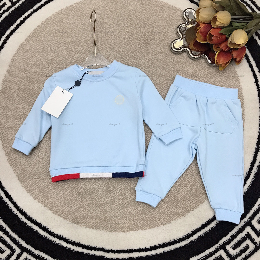 Luxury newborn jumpsuits Sky blue design infant bodysuit designer baby clothes Long sleeved toddler hoodie and pants A371X11N090
