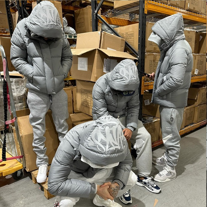 Men's Outerwear Hooded Cotton Jacket Letter Print Hip-hop Punk Style Coats