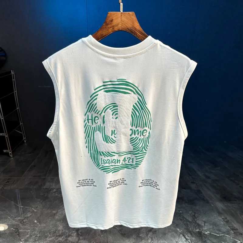 2025 Summer New Sports Fitness Sleeveless Tank Top Mens Casual Basketball Trendy Printed Versatile T-shirt X2508211
