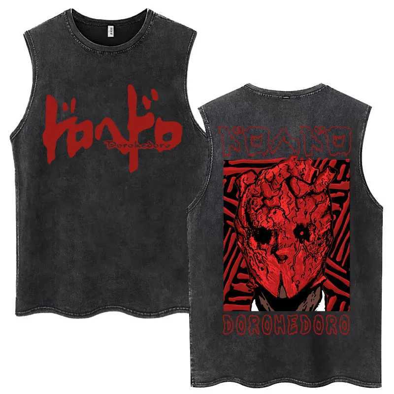 Japan Anime Dorohedoro Washed 90s Manga T-shirts Men Women Harajuku Sleeveless T-shirt Fashion Casual 100% Cotton Loose T-shirts X250821