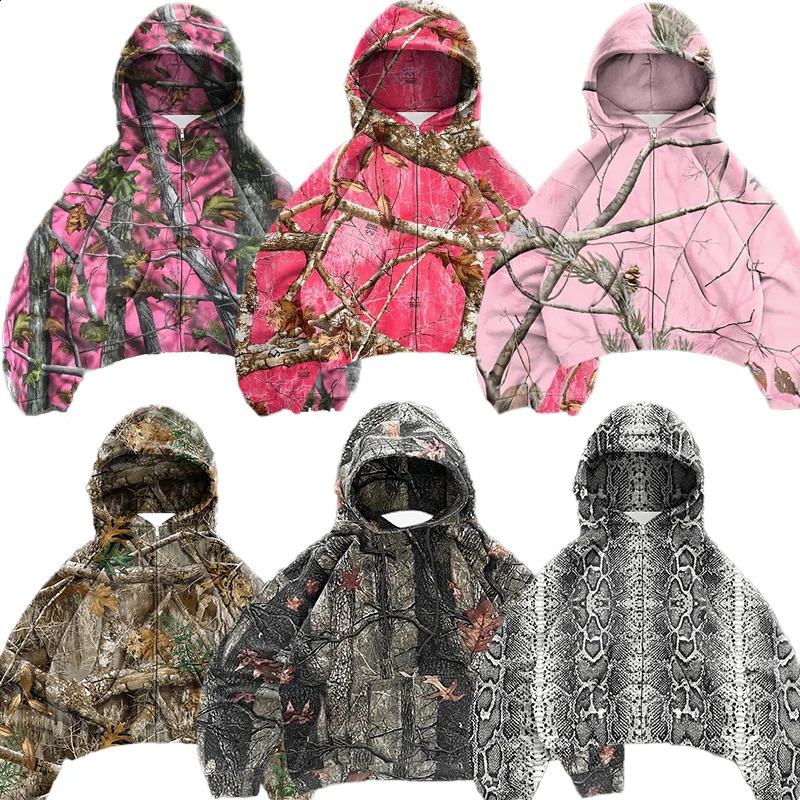 European and American cross-border camouflage street retro hip-hop high street American mens and womens loose hooded 250819