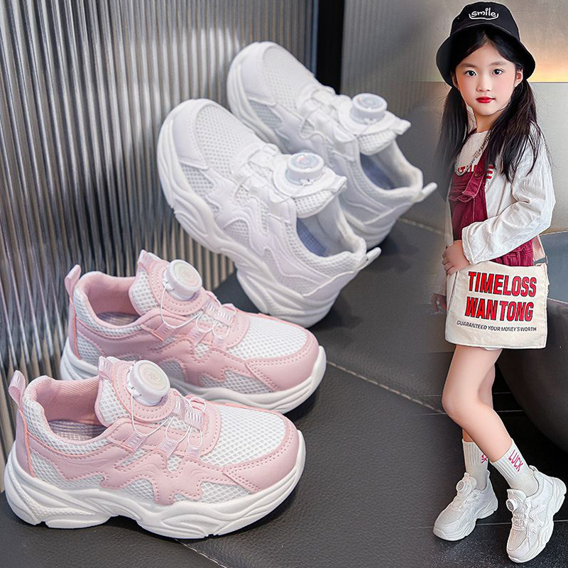 Enfants Chaussures blanches Étudiant Mesh Mesh Soft Sole Enfants Sneakers blancs Walkfashion Girls Youth Running Fashion Kids Sports Shoes Taille