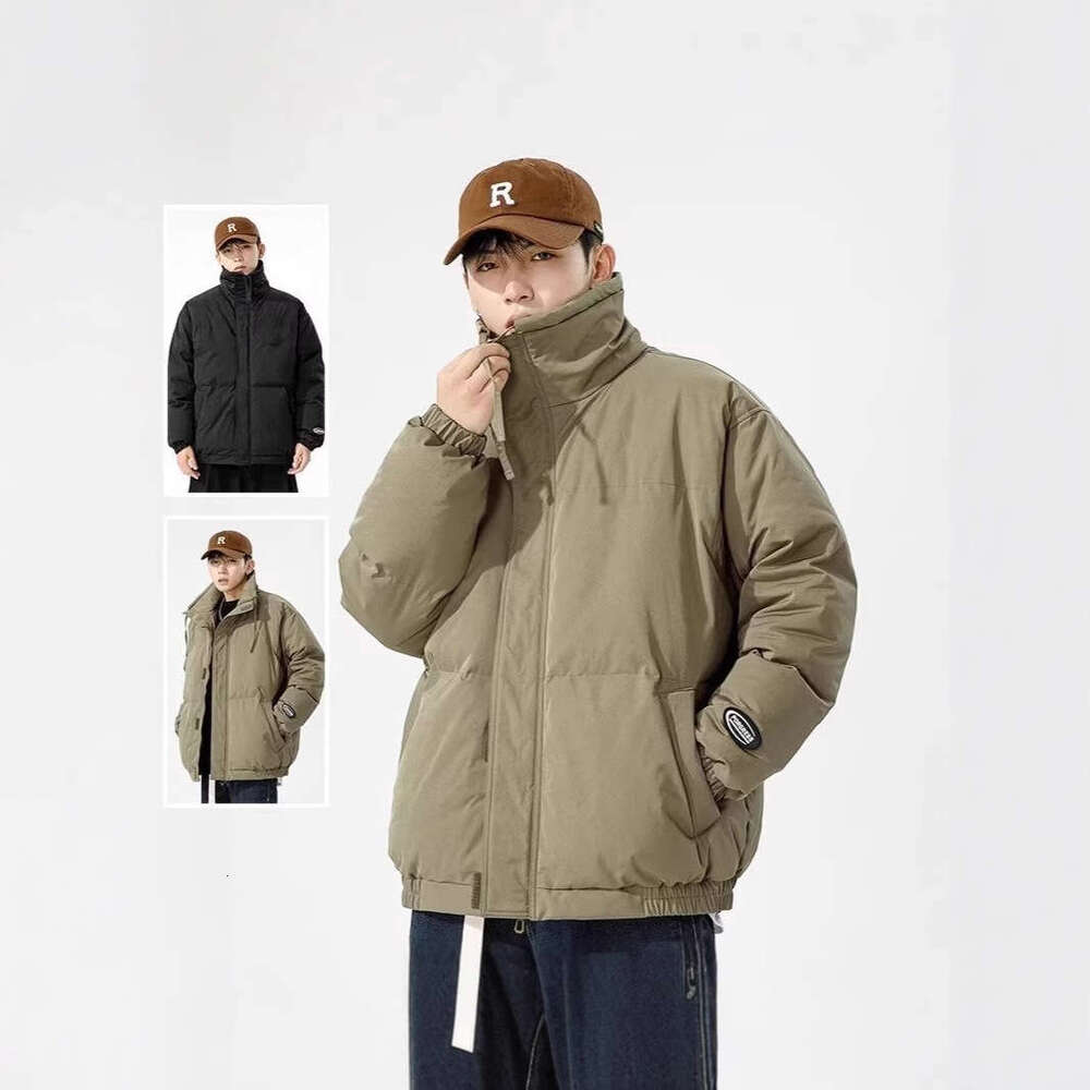 American Style Trendy Brand Winter New Jacket For Men Loose Fit Versatile Thickened Warm Cotton Coat Casual Stand Collar Outerwear B5