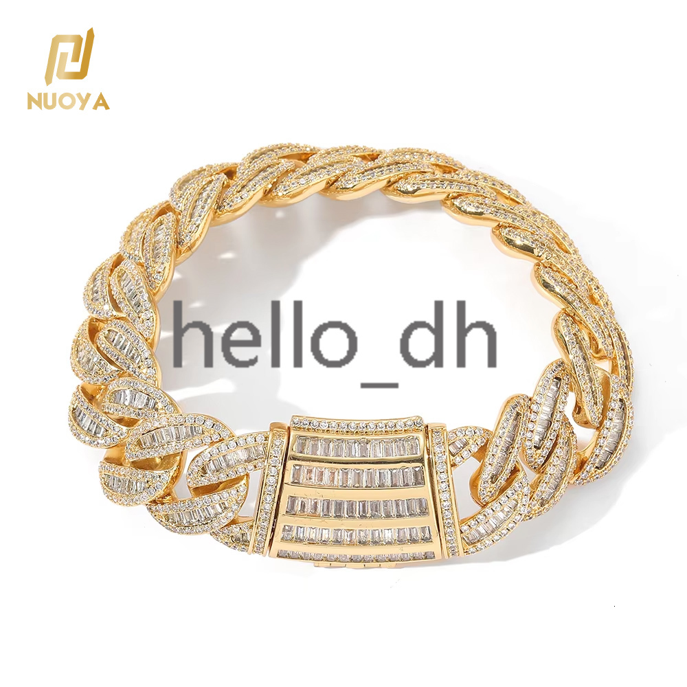 Hip Hop Iced Diamond Chunky Bracelet 18K Gold Plated Cuban Chain Women Iced Out Bracelet
