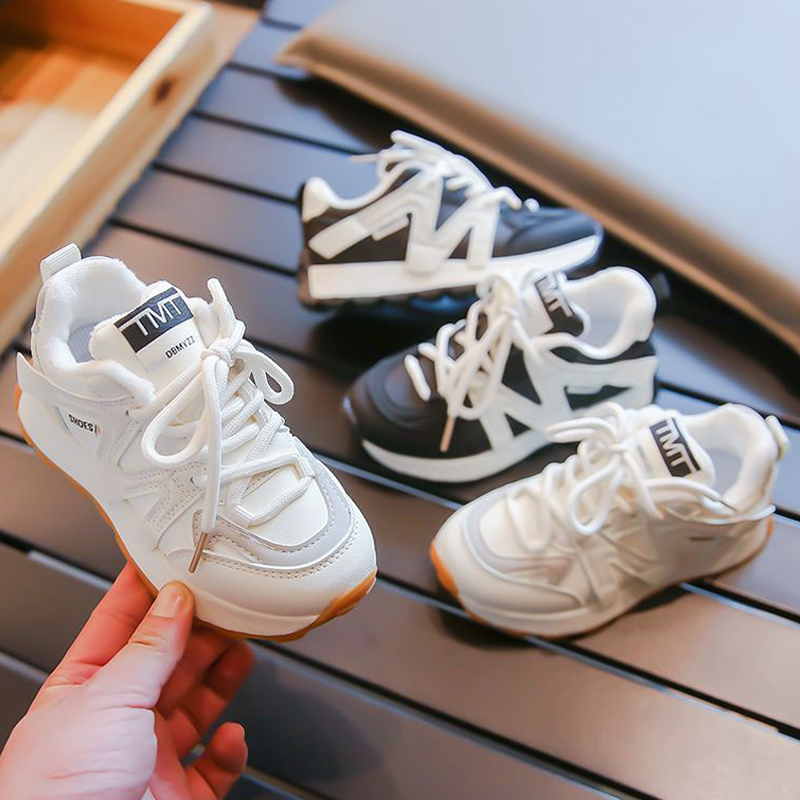 Chaussures pour enfants filles baskets garçons coulant anti-glisser le fond doux confortable confortable enfant en bas âge décontracté sport blan
