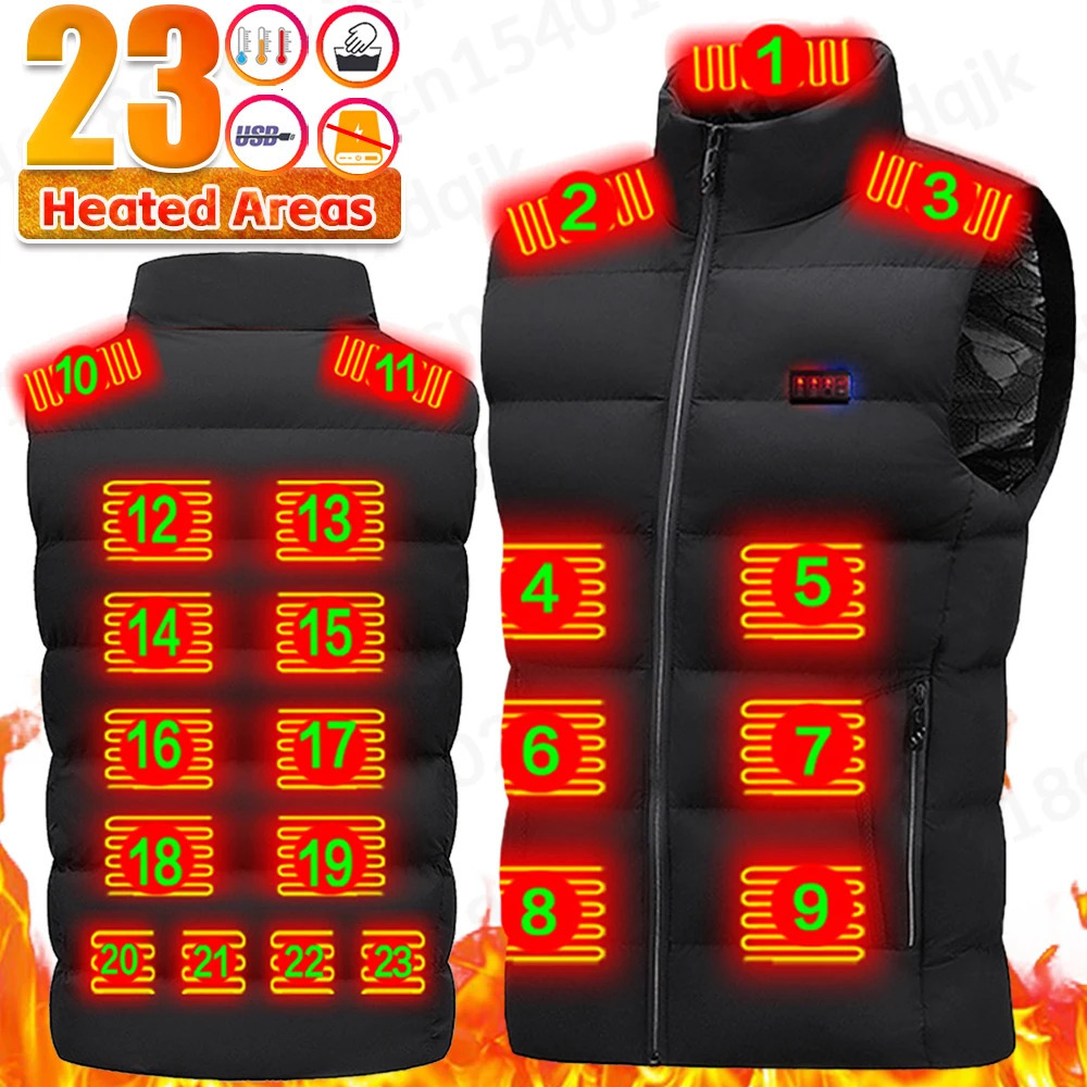 23 Areas Heated Vest Men Women Usb Electric Self Heating Vest Warming Waistcoat Heated Jacket Washable Thermal Heated Clothes 250815